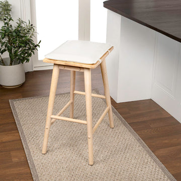 Peroni MidCentury Classic Saddle-Seat Solid Wood/Vegan Leather Backless Bar Stool with Removeable Cushion